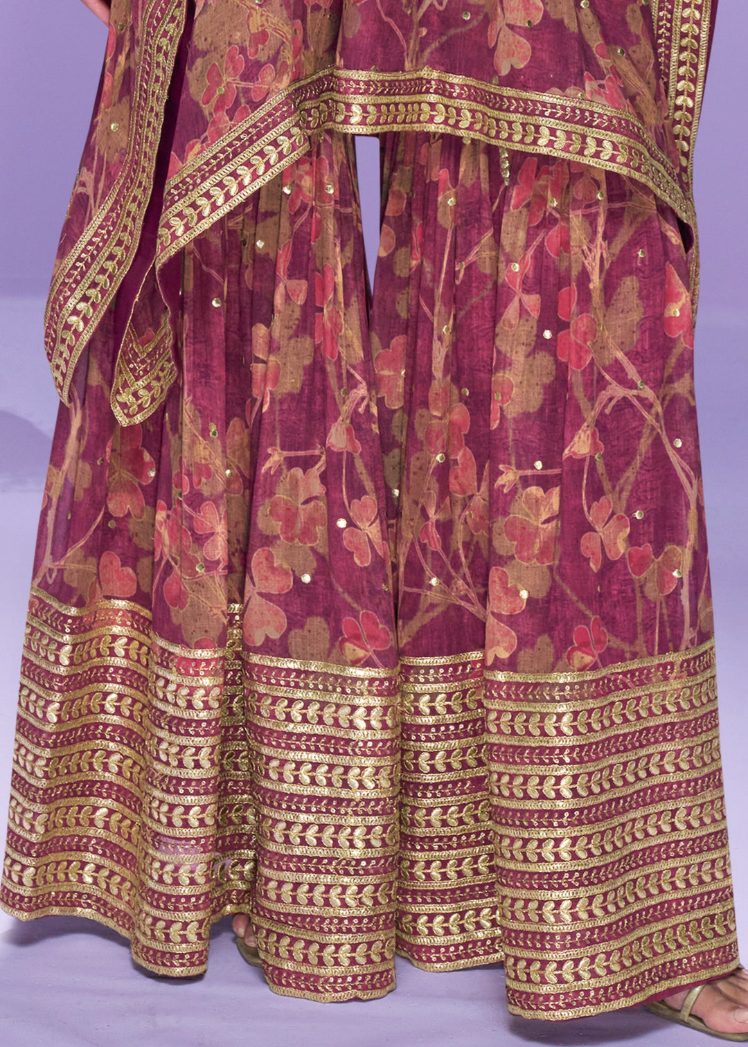 Mulberry Pink Georgette Kaftan Set