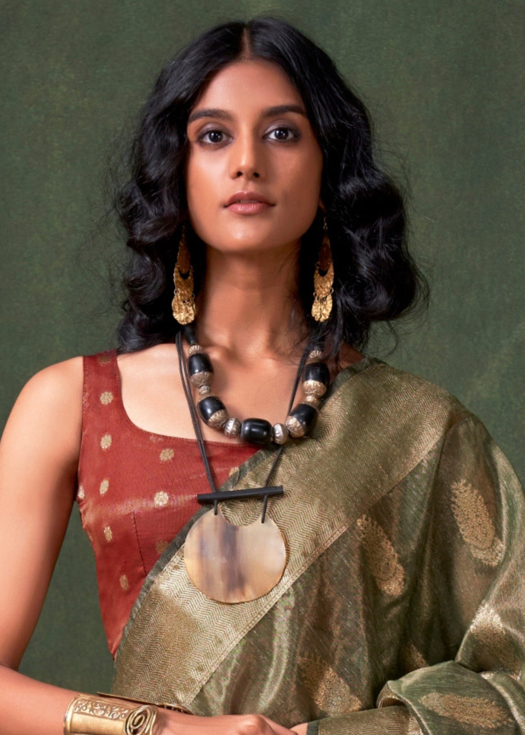 Verdun Green Paithani Tissue Silk Saree With Zari Work