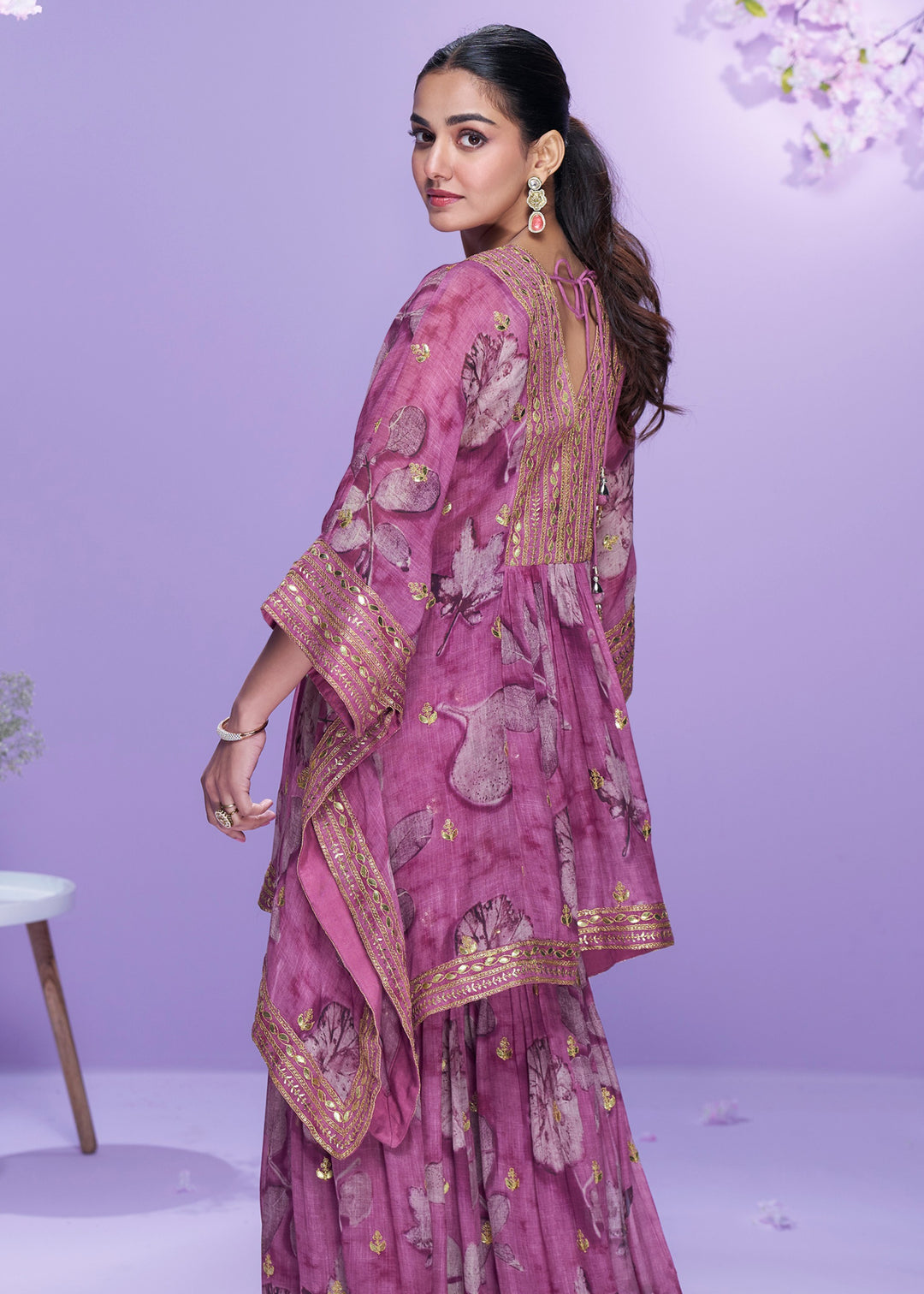 Shades of Purple Georgette Kaftan Set