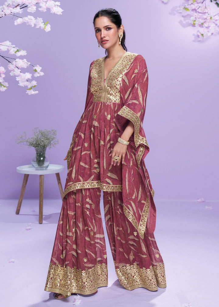 Cardinal Red Georgette Kaftan Set