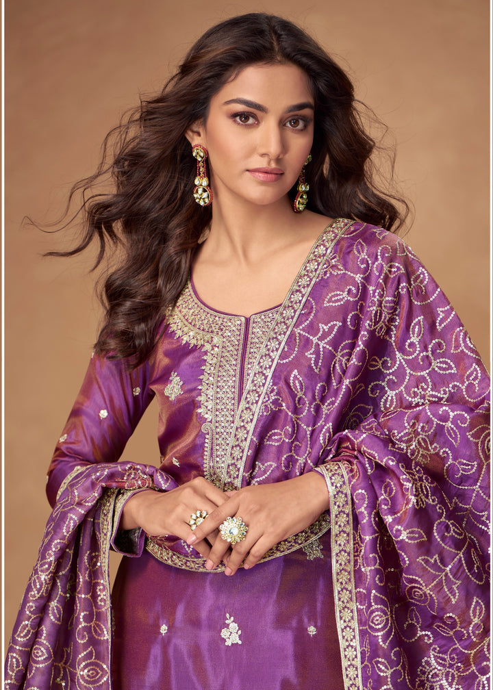Deep Royal Purple Silk Salwar Suit