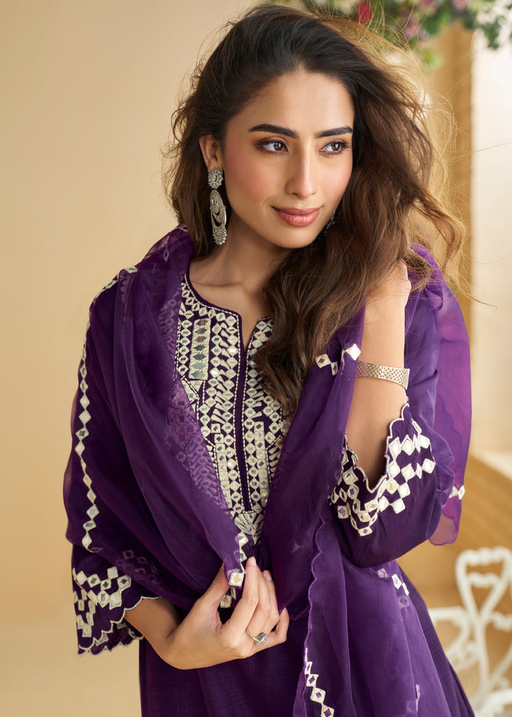 Rich Plum Purple Silk Palazzo Suit