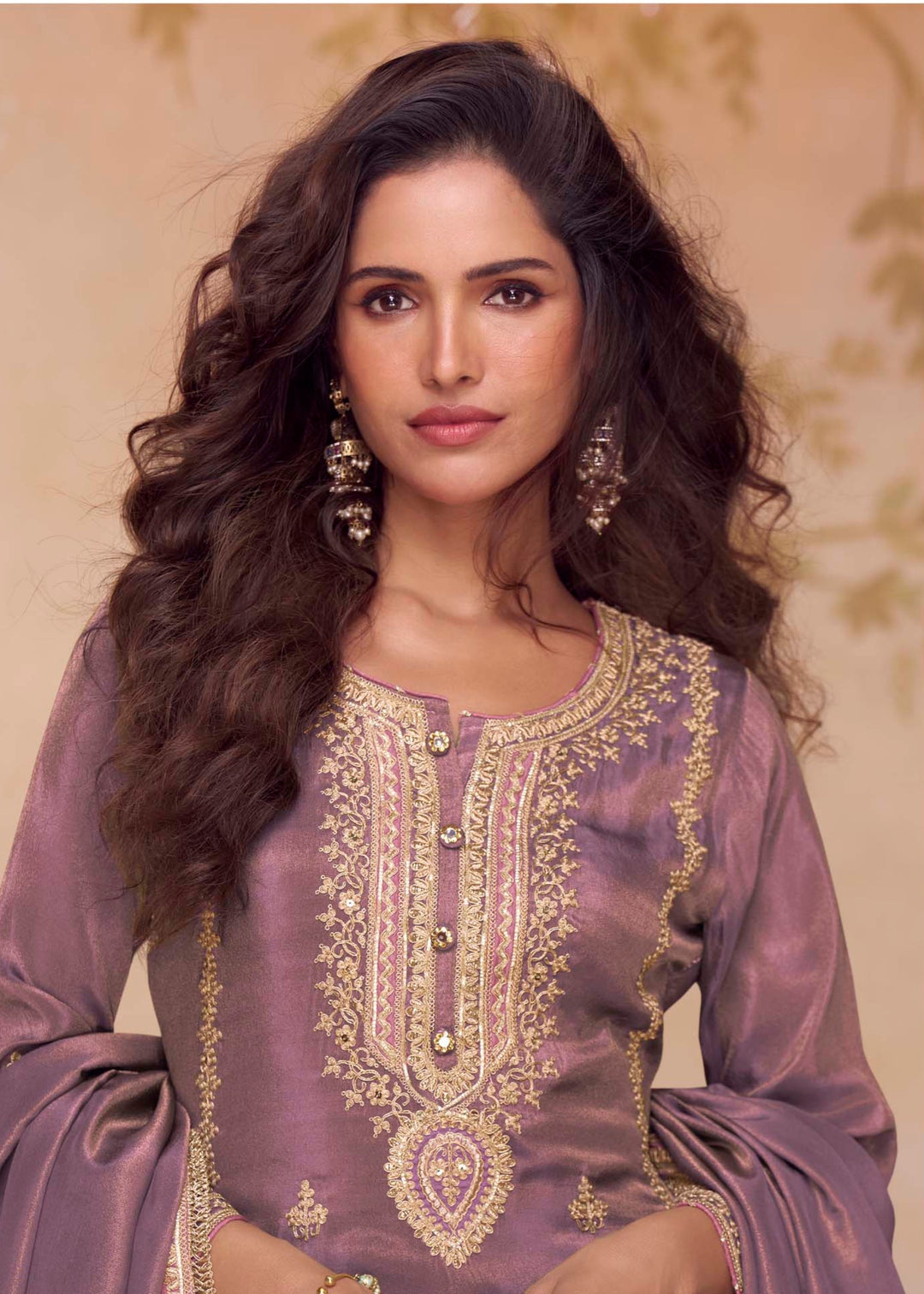 Dusty Lilac Silk Salwar Suit