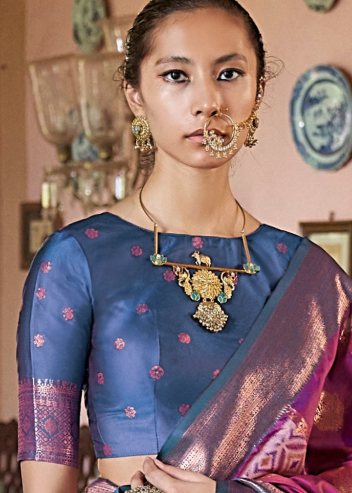 Berry PInk Pochampally Handloom Silk Saree