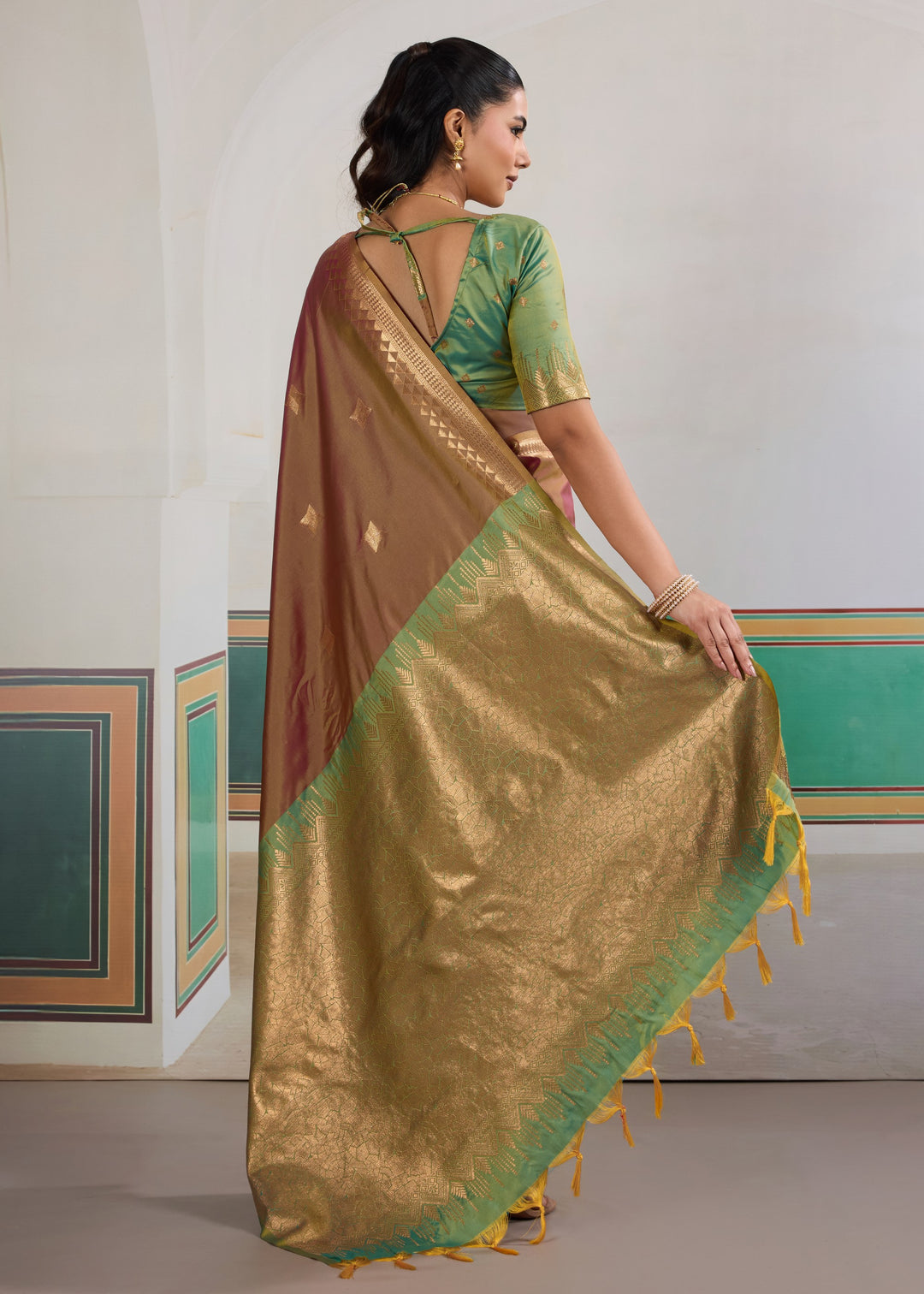 Coffee brown Pure Silk Saree