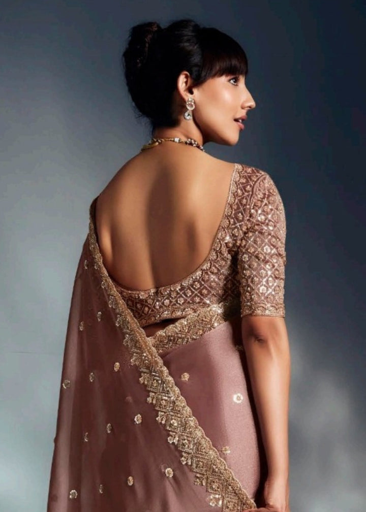 Chocolate Pure Fancy Saree with Hand Worked Border