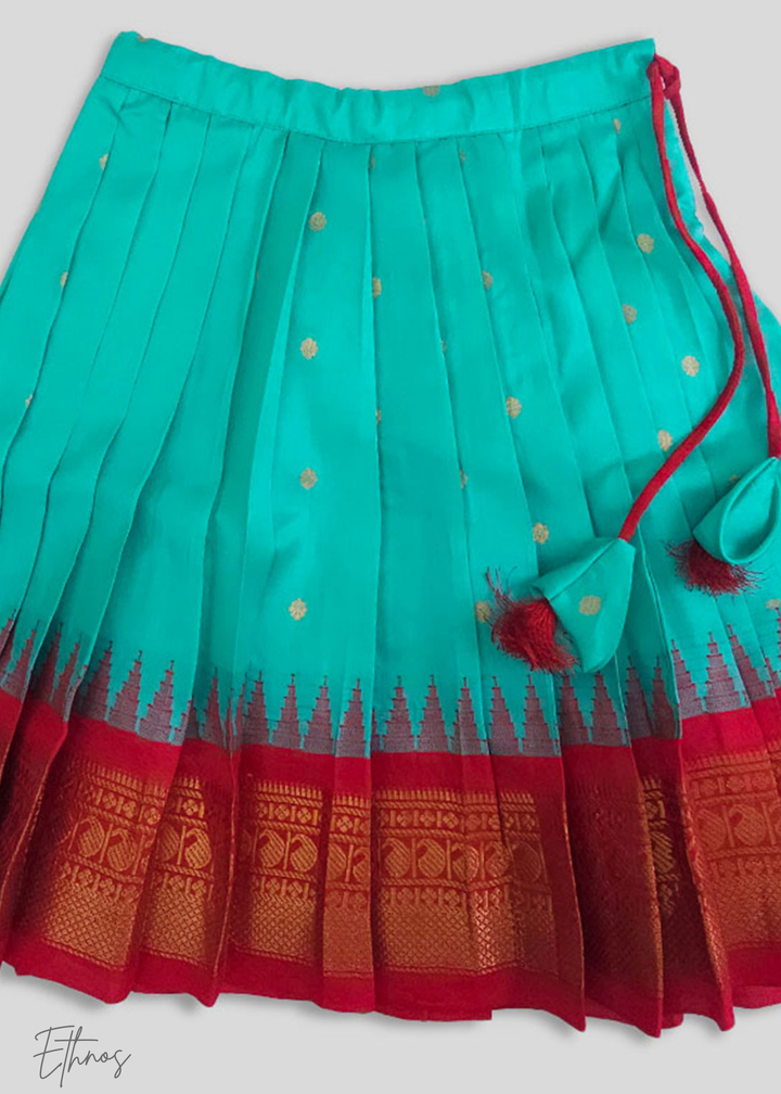 Raw Silk Red and Green Lehenga - Carriage