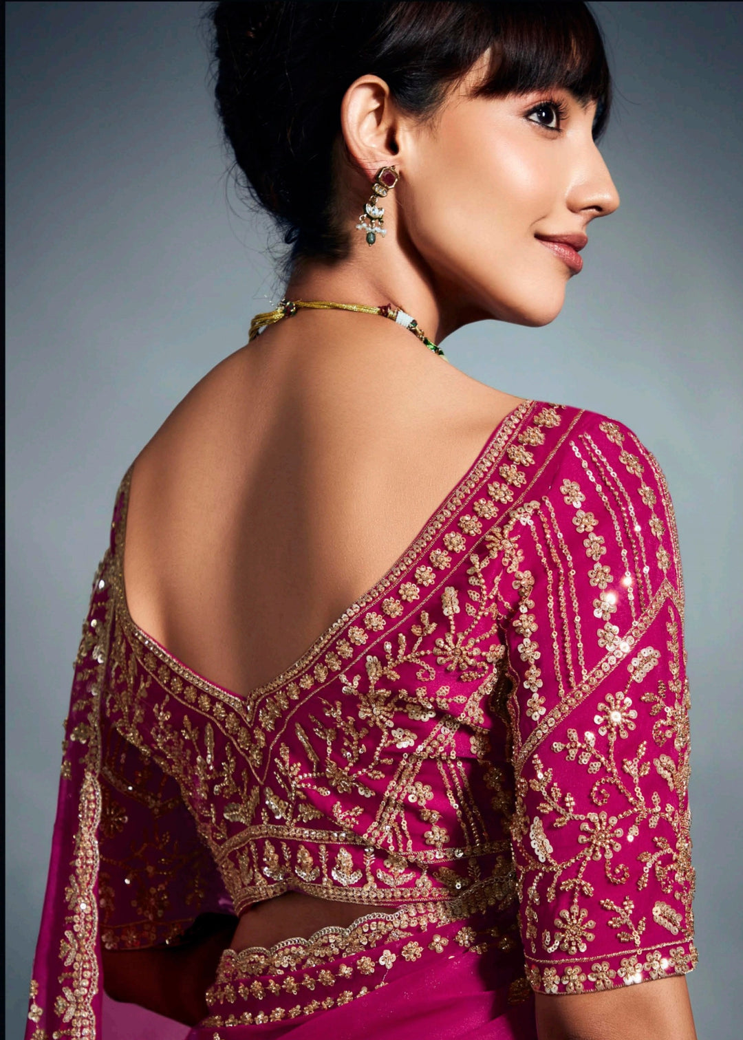 Cerise Pure Fancy Saree with Hand Worked Border