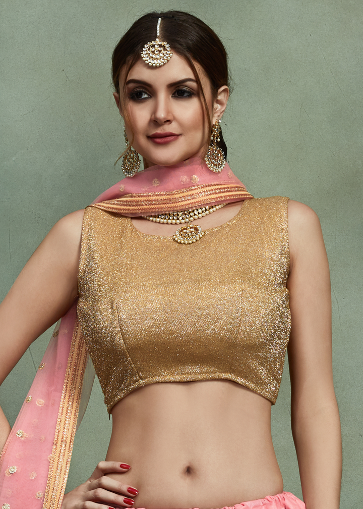 Rouge Pink Designer Soft Net Lehenga Choli with Sequins work