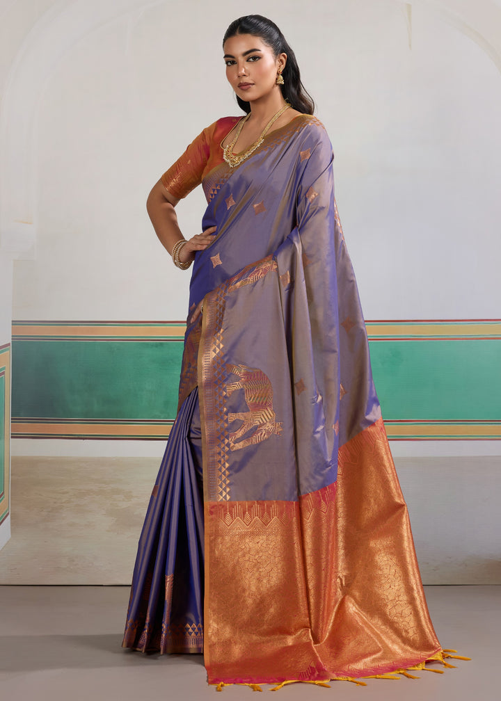 Lavender purple Pure Silk Saree
