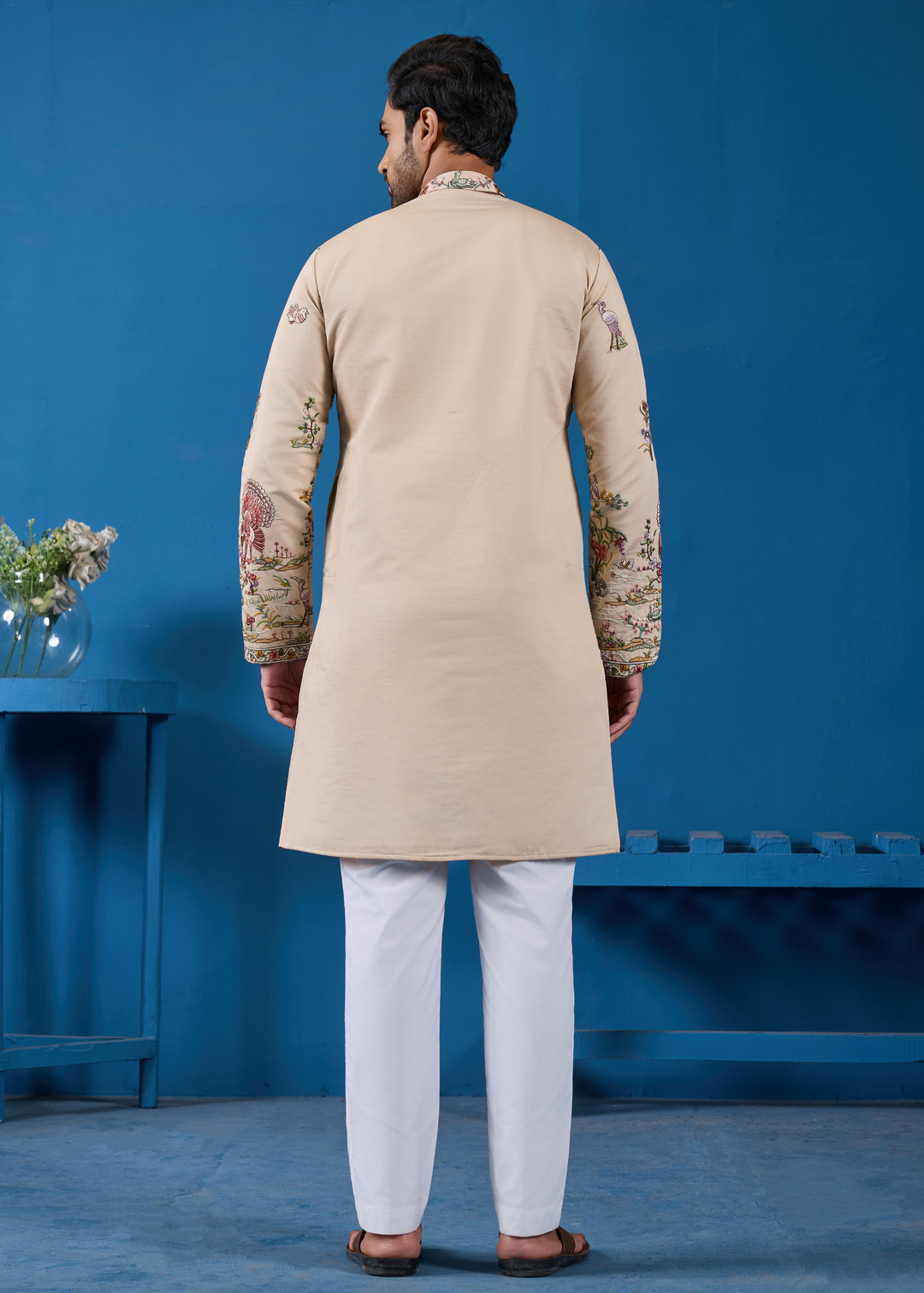Almond Beige Mens Wear Kurta with Pant