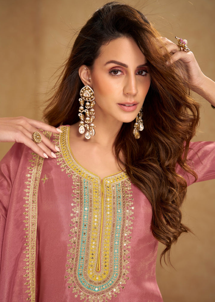 Rose Pink Simar Silk Salwar Suit