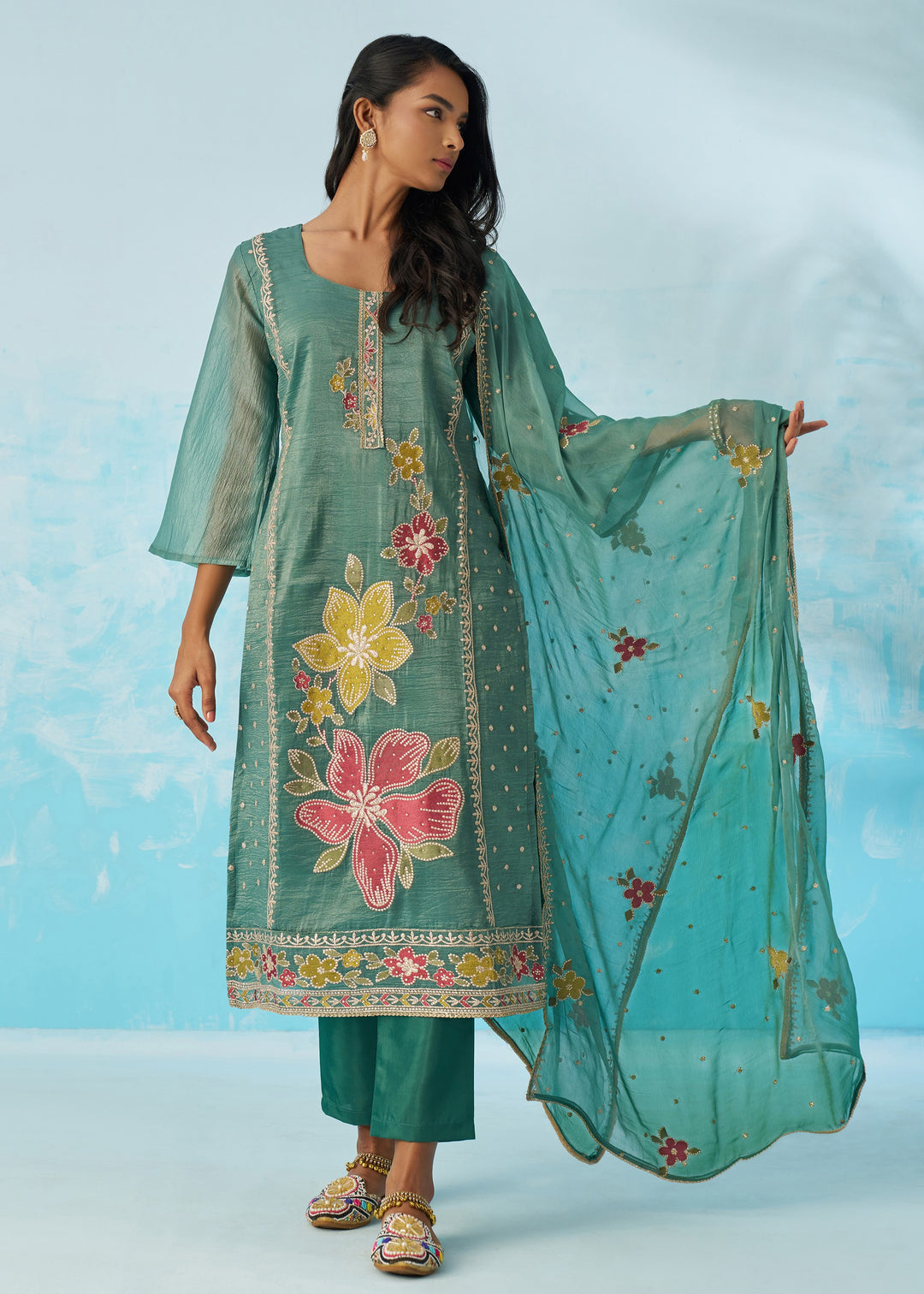 Persian Green Salwar Suit With Dupatta