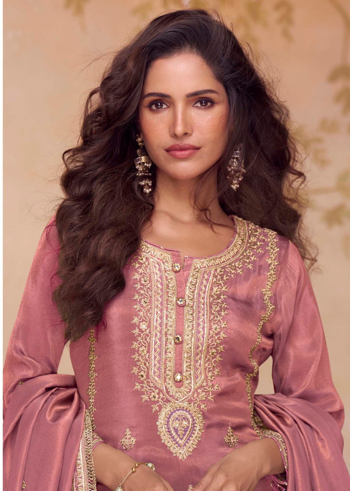 Rose Pink Silk Salwar Suit