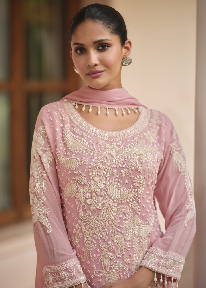 Blush Pink Georgette Salwar Suit