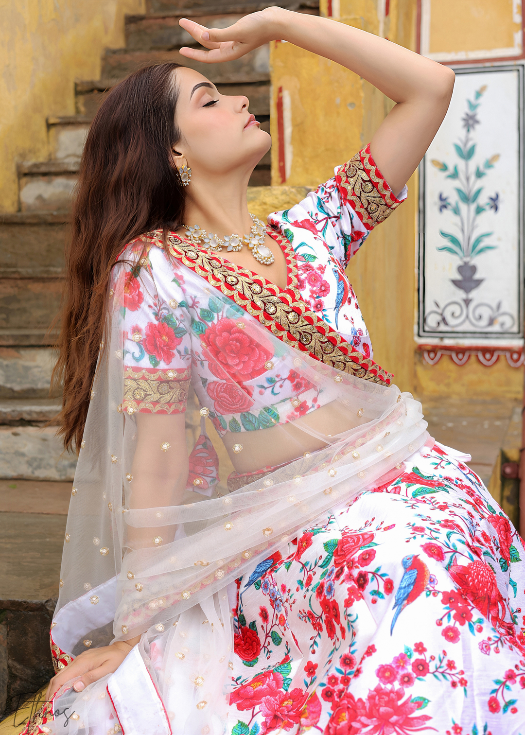 Cloud White Silk Lehenga With Dupatta