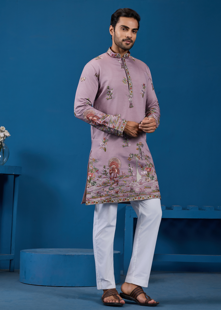 Soft Mauve Mens Wear Kurta with Pant