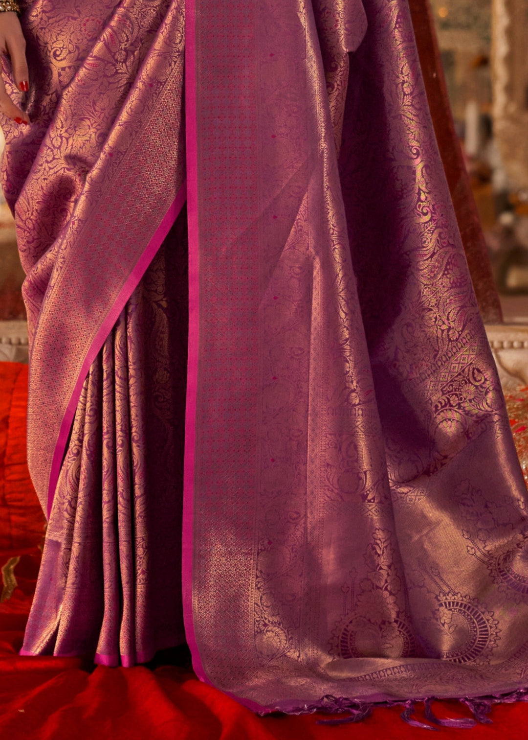 Royal Purple Handloom Weaving Silk Saree
