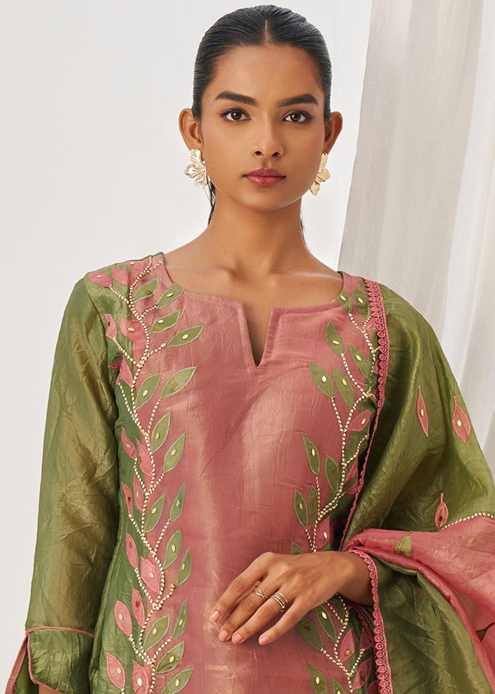 Paris Green Silk Pant Suit With Embroidery Work