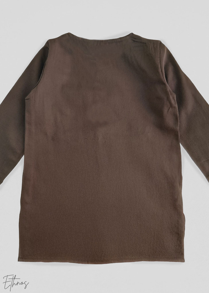 Organic Cotton Brown Kurta with Pants - Plaintain