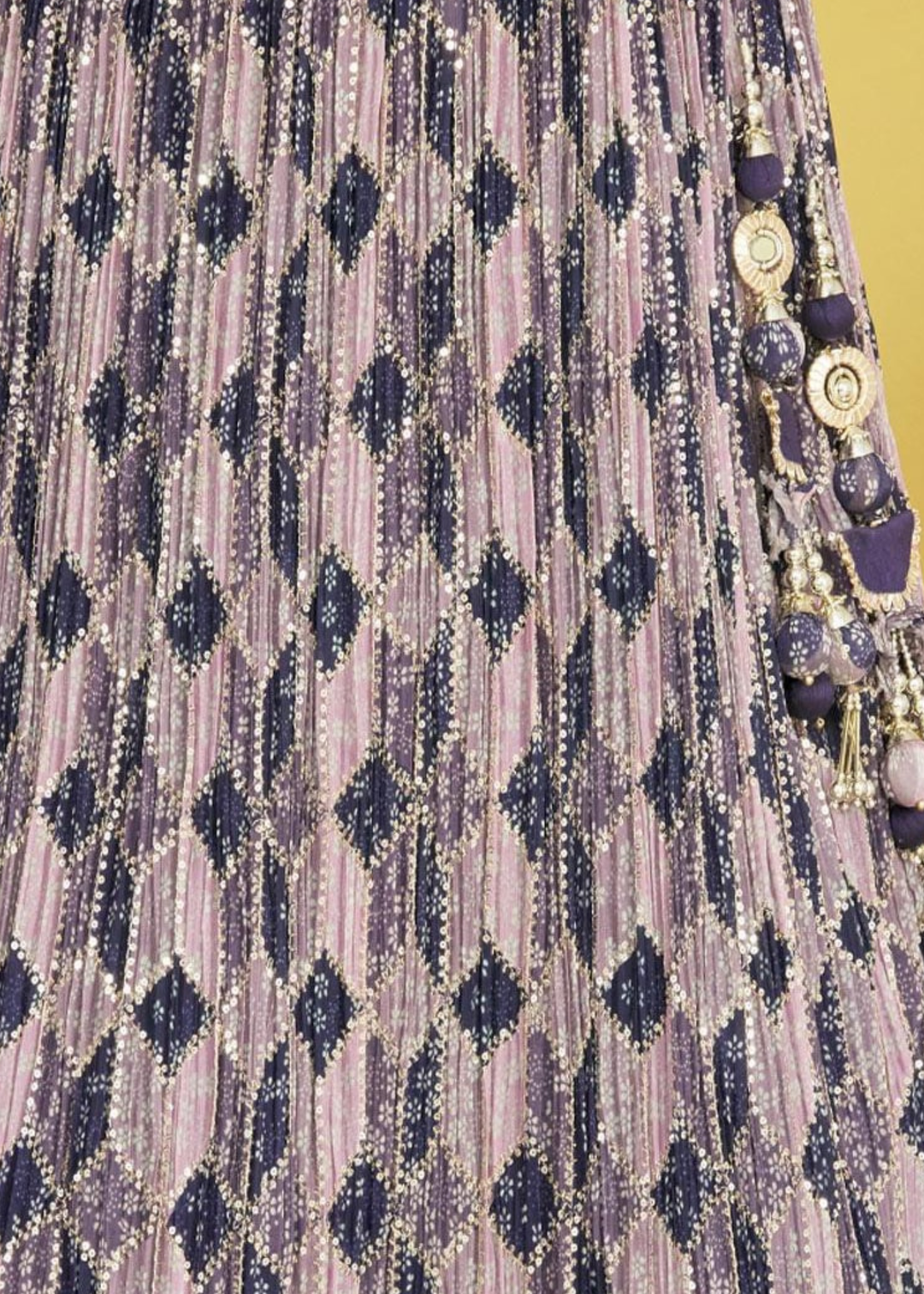 Shades Of Purple Digital Printed Chinnon Lehenga with Thread,Zari & Sequins Work