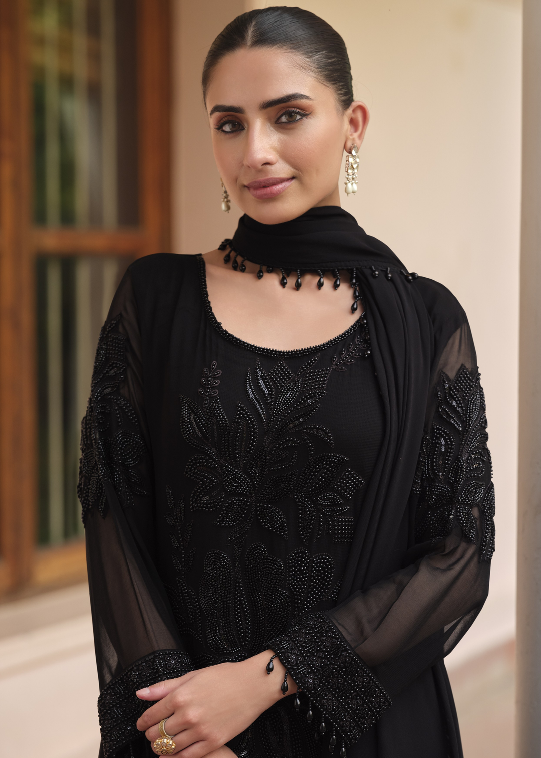 Jet Black Georgette Salwar Suit