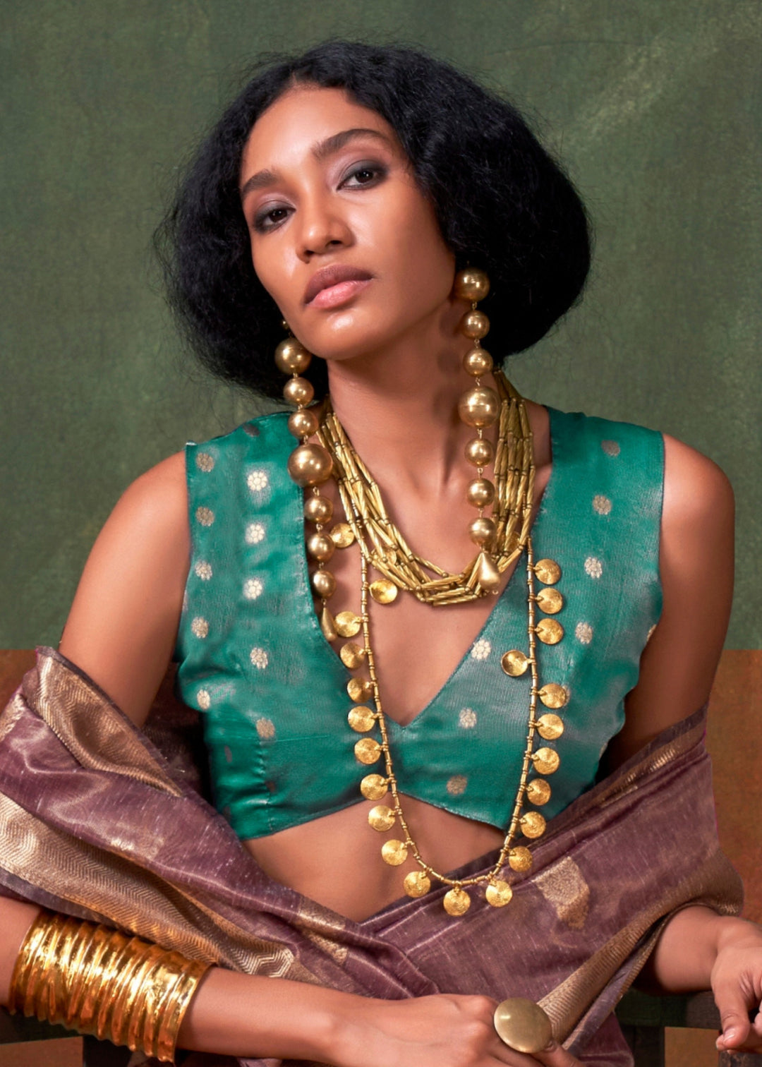 Mulberry Purple Paithani Tissue Silk Saree With Zari Work