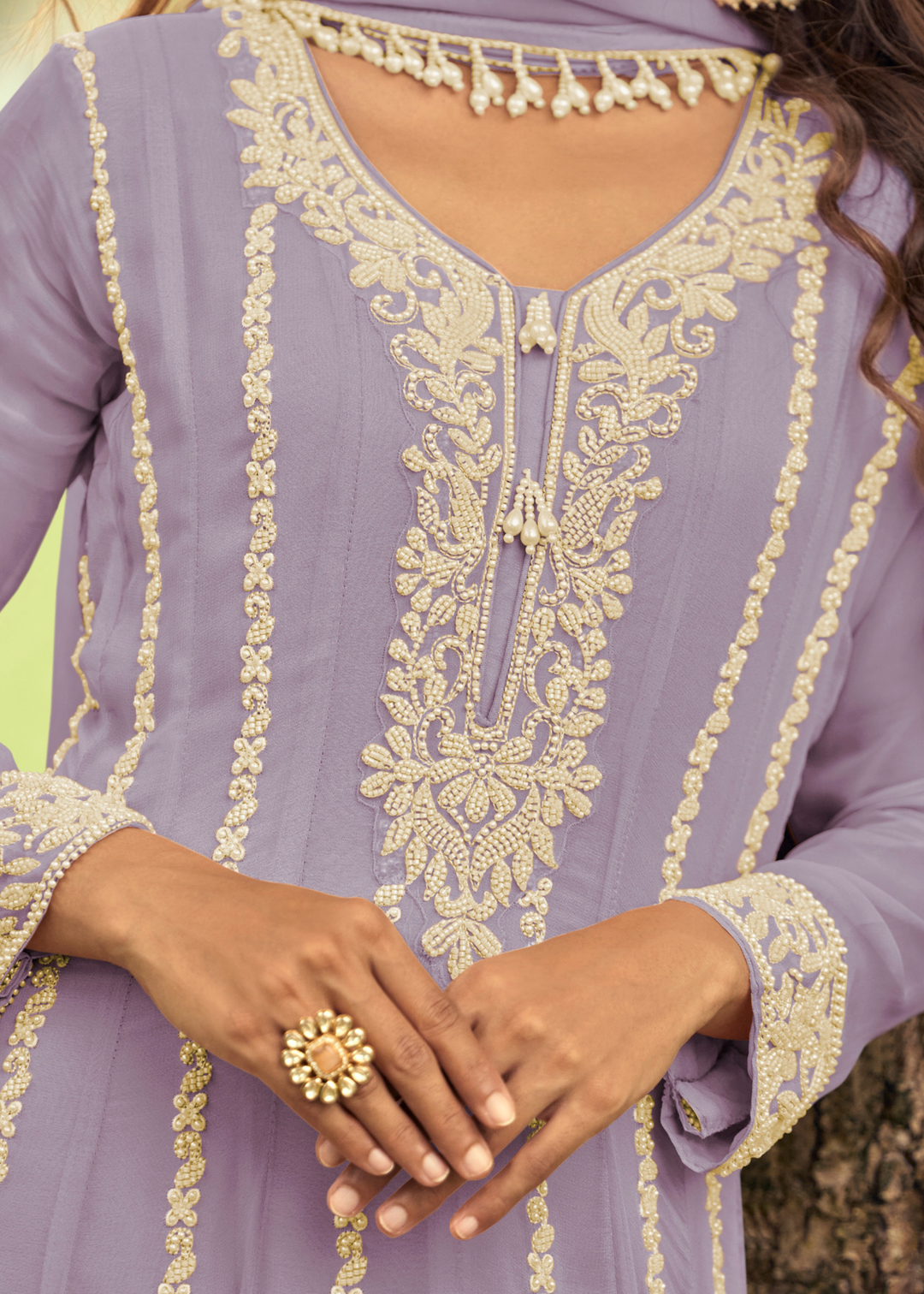 Lilac Purple Georgette Anarkali Suit