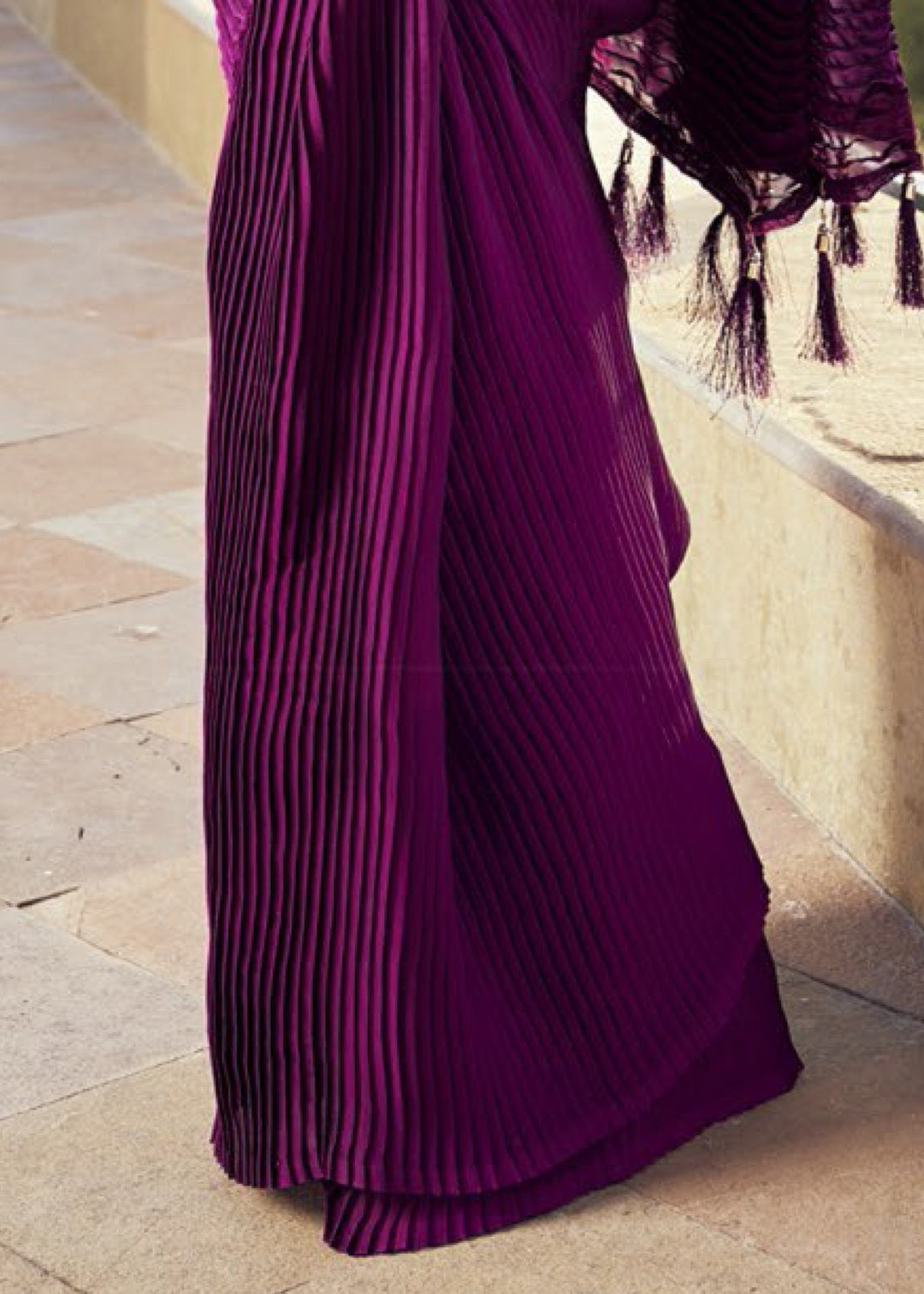 Jam Purple Crush Silk Saree With Beautiful Blouse