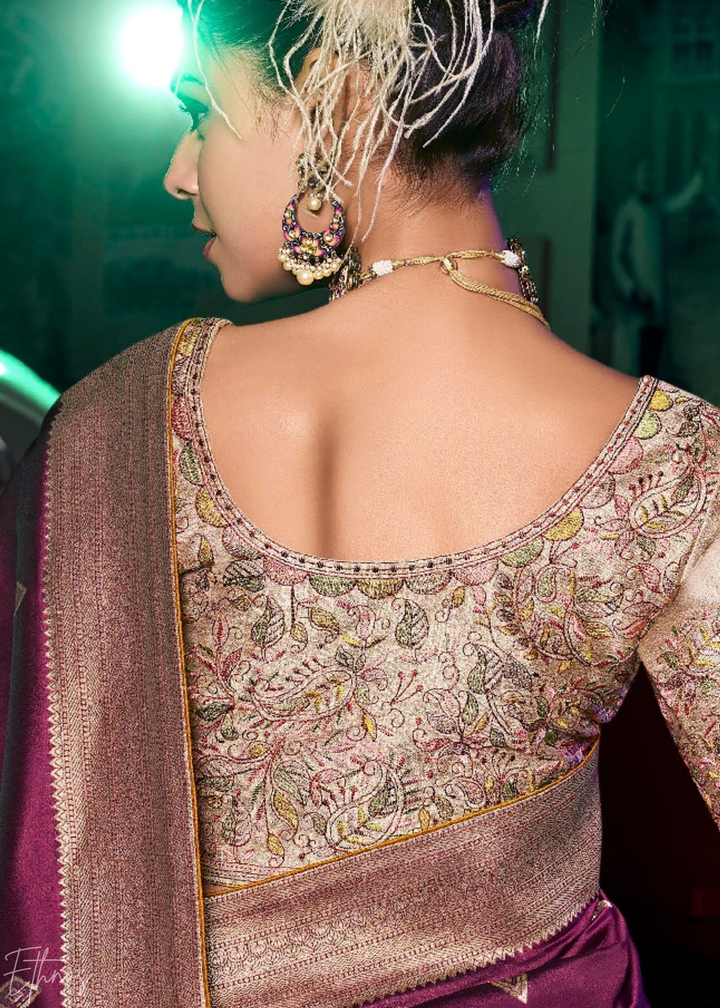 Rich Magenta Brocade Wave Silk Saree