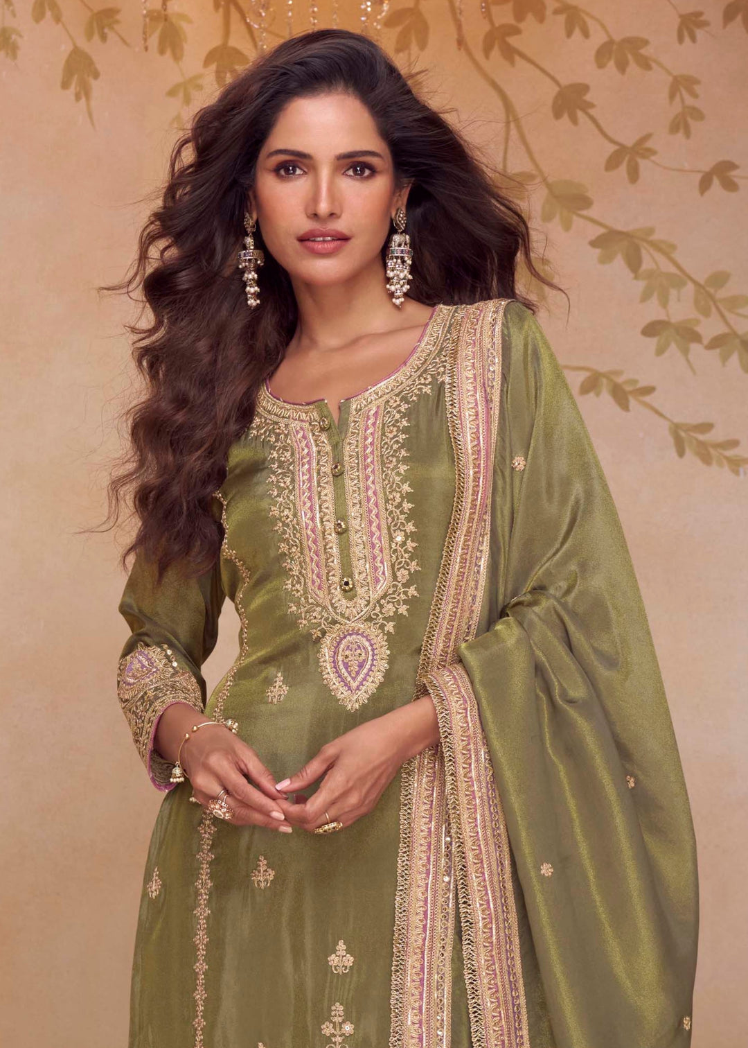 Sage Green Silk Salwar Suit