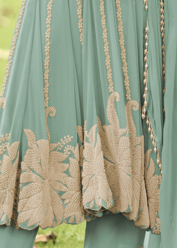 Sky Bkue Georgette Anarkali Suit