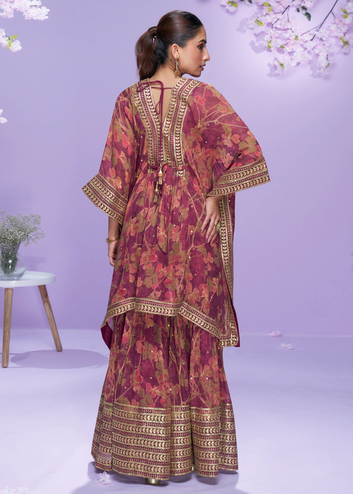 Mulberry Pink Georgette Kaftan Set