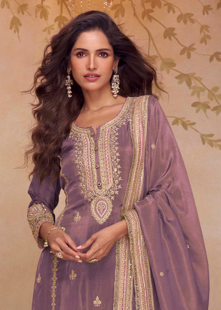 Dusty Lilac Silk Salwar Suit