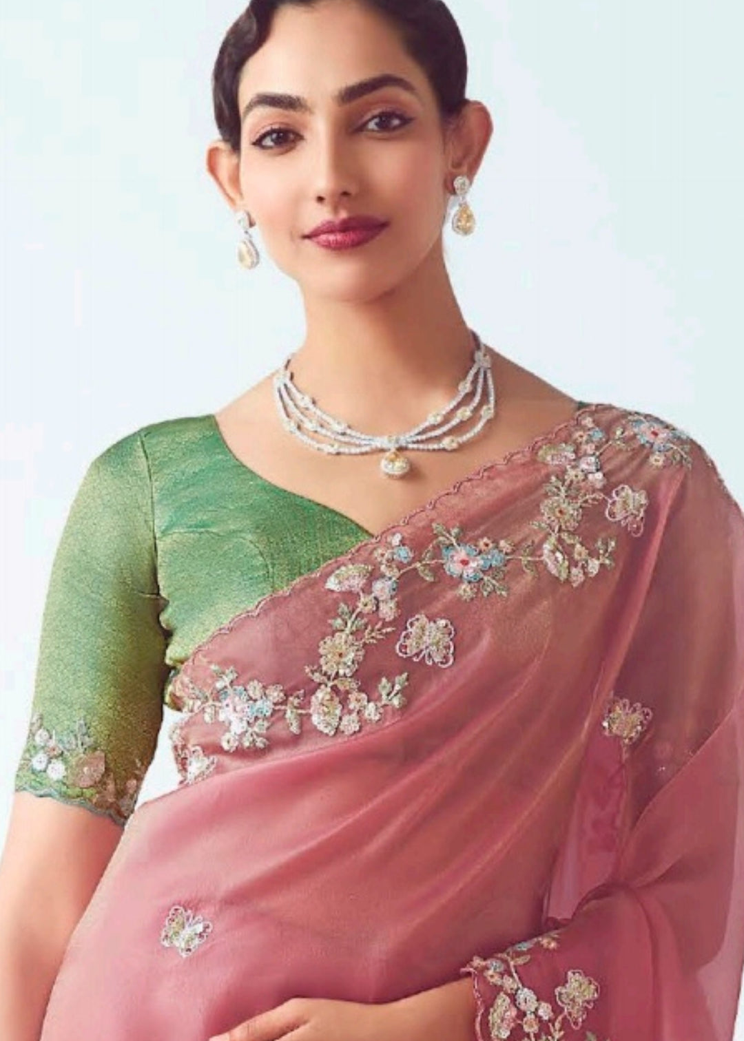 Brink Pink Fancy Fabric Silk Saree With Hand Embroidered Work And Cut Work Border