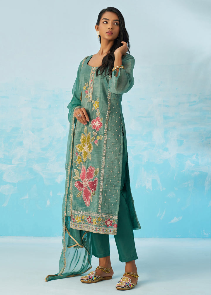 Persian Green Salwar Suit With Dupatta