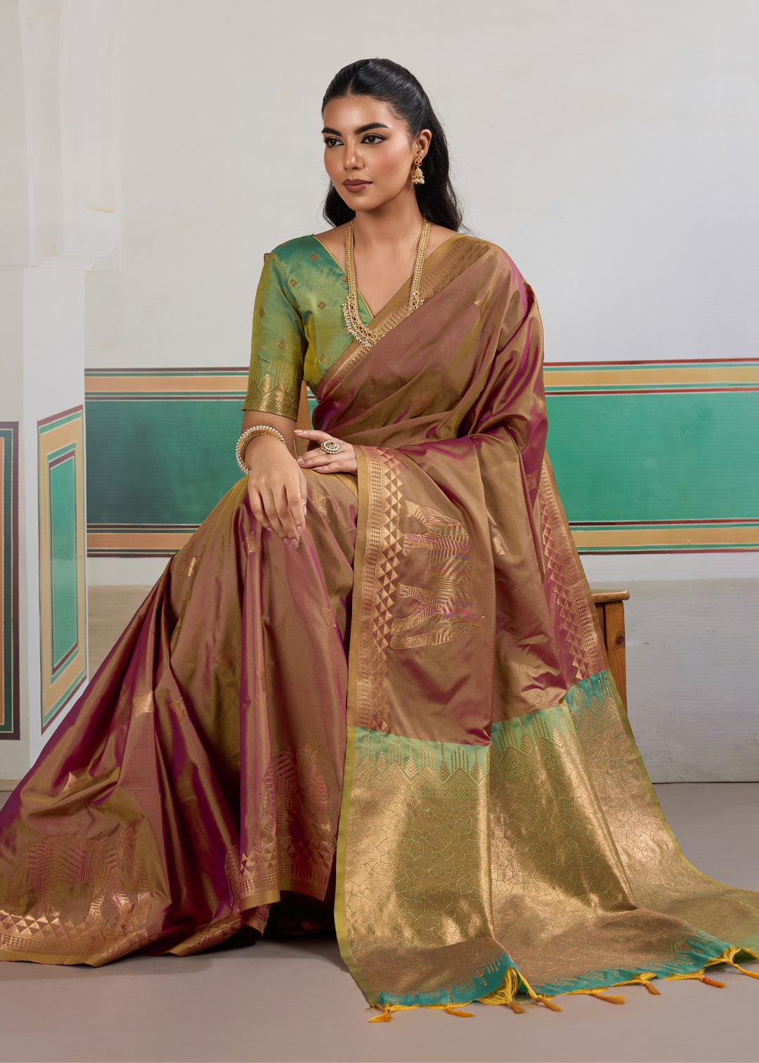 Coffee brown Pure Silk Saree