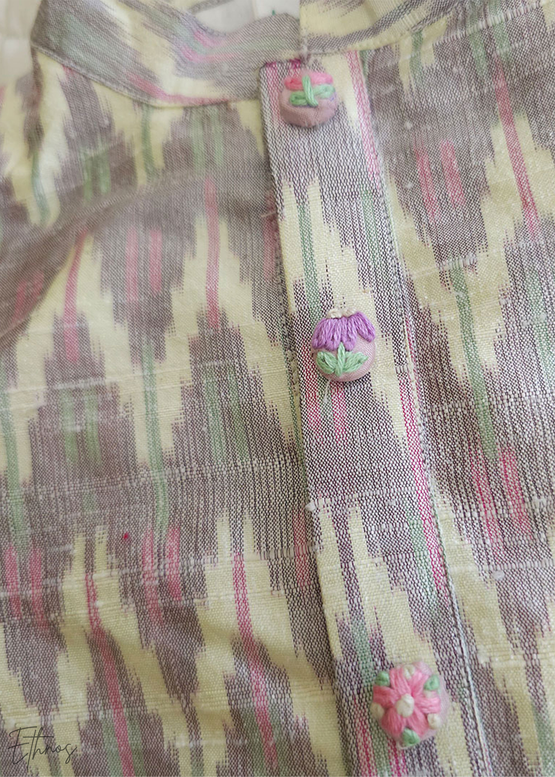 Raw Silk Lilac Ikat Kurta with Pajama