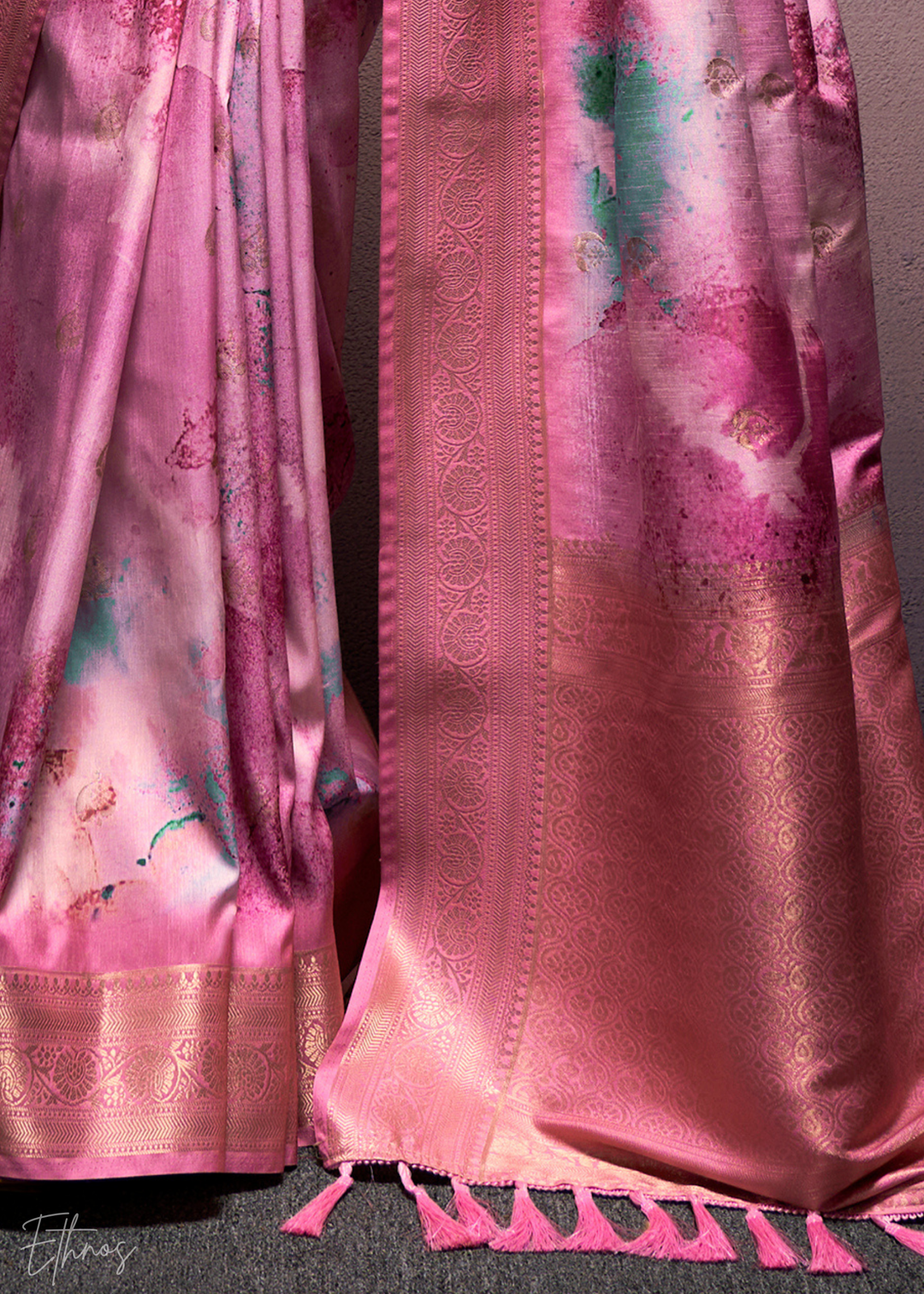 Shocking Pink Handloom Weaving Silk Saree