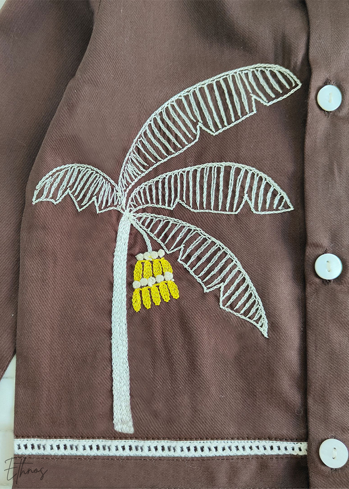 Organic Cotton Brown Kurta with Pants - Plaintain