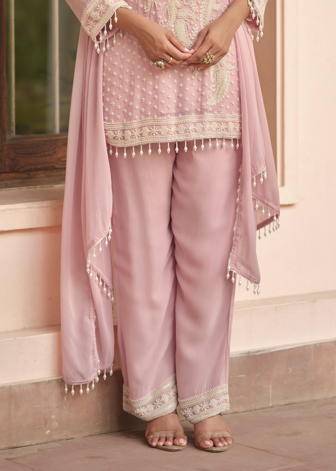 Blush Pink Georgette Salwar Suit