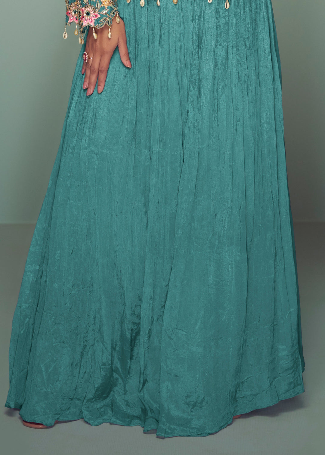 Turquoise Chinon Top with Skirt