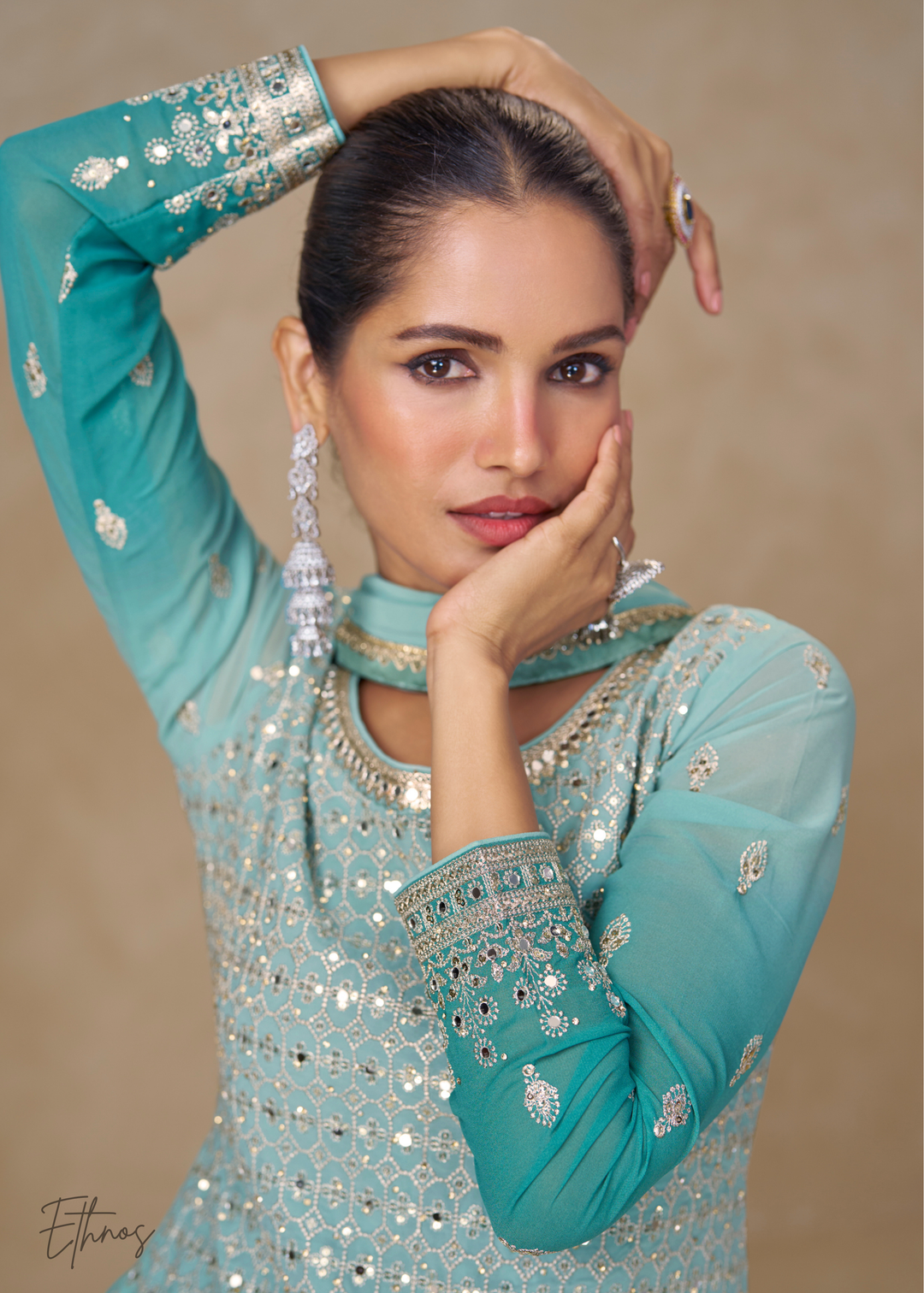 Aqua Blue Georgette Salwar Suit