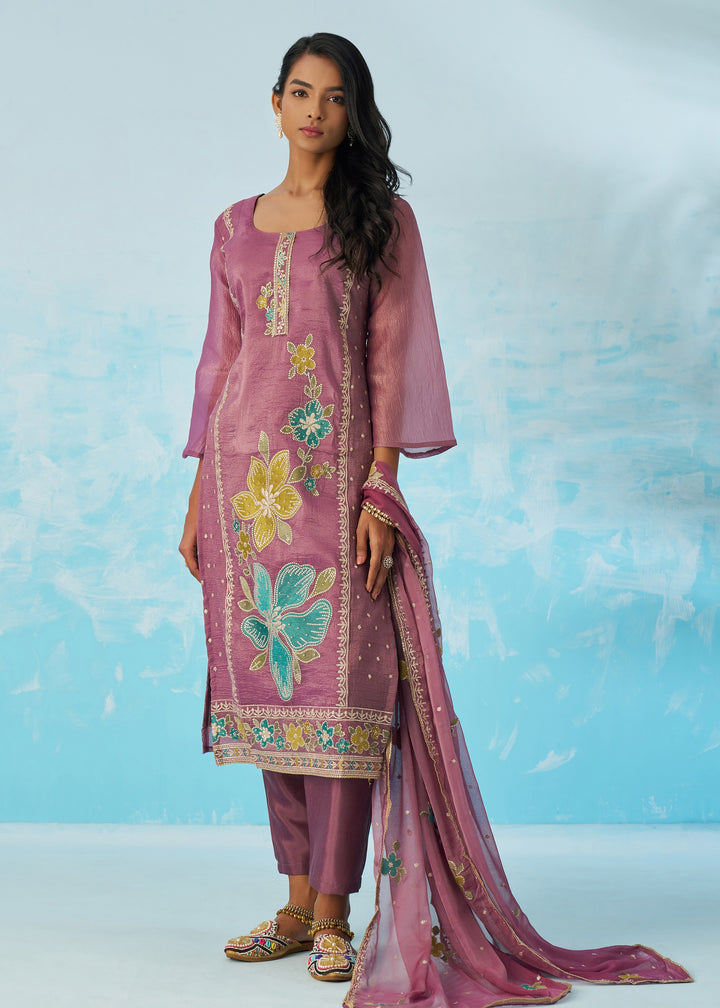 Rosewood Mauve Salwar Suit With Dupatta