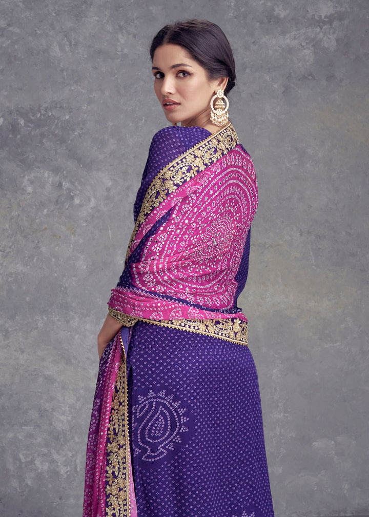 Deep Purple Chinon Salwar Suit with Pink–Purple Ombré Dupatta