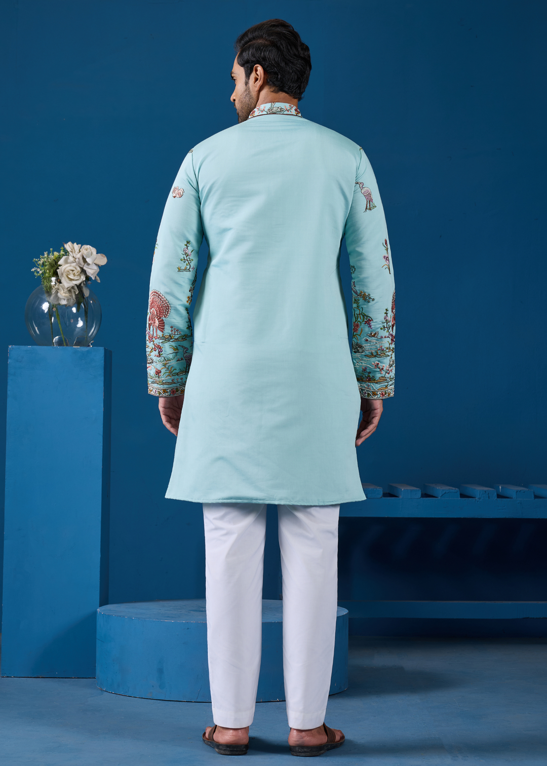 Seafoam Blue Mens Wear Kurta with Pant