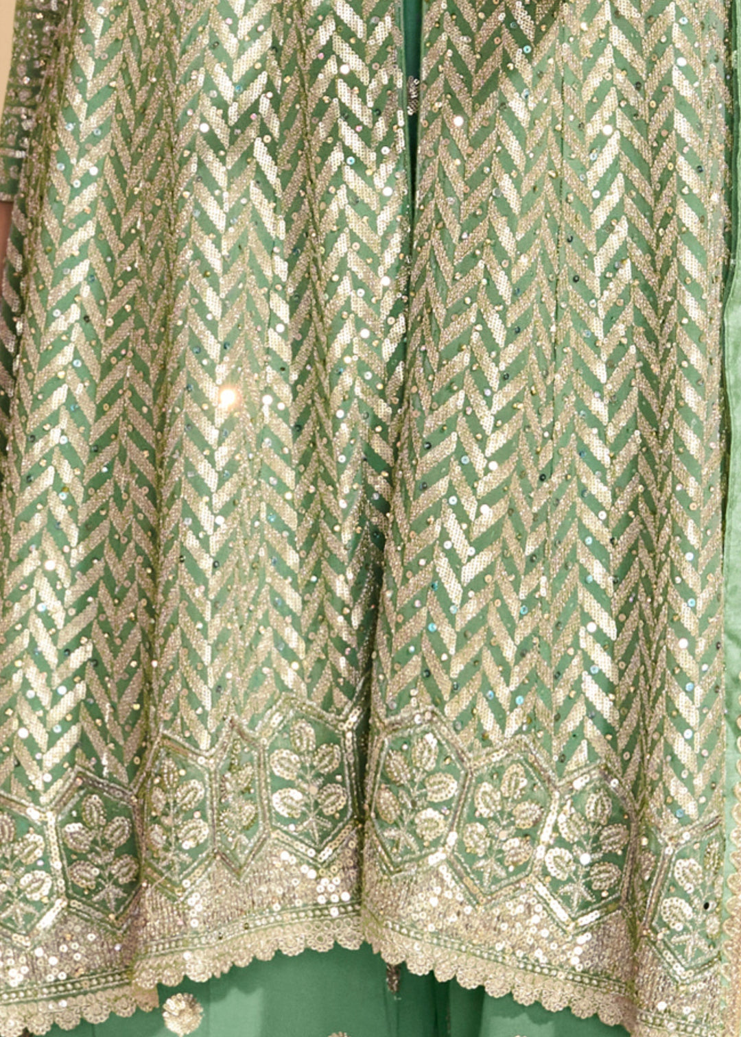 Light Green Georgette Palazzo Suit