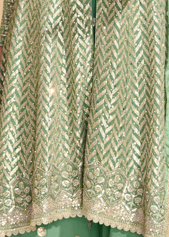 Light Green Georgette Palazzo Suit