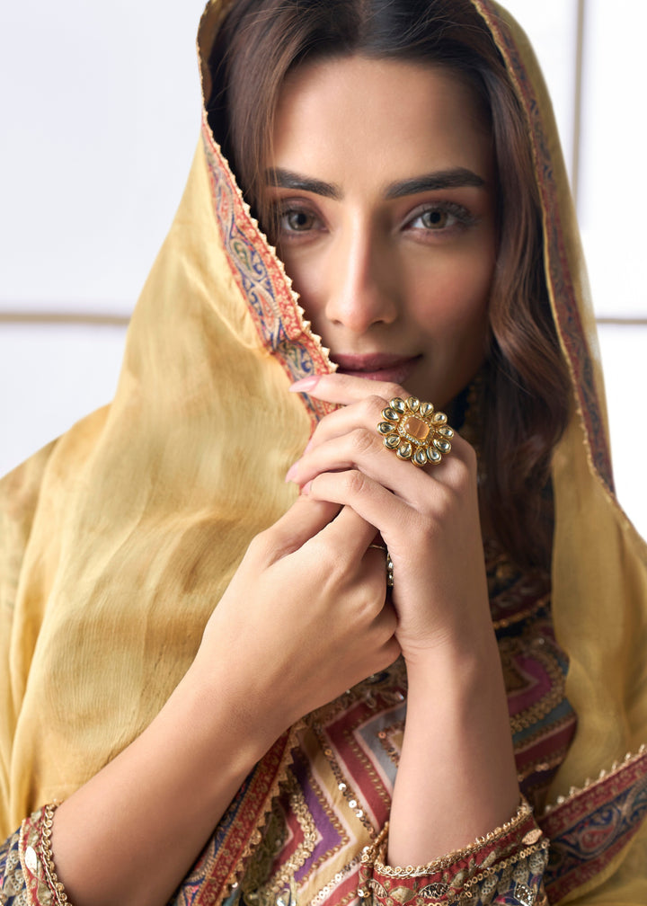 Warm Mustard Pure Viscose Natural Crepe Silk Salwar Suit