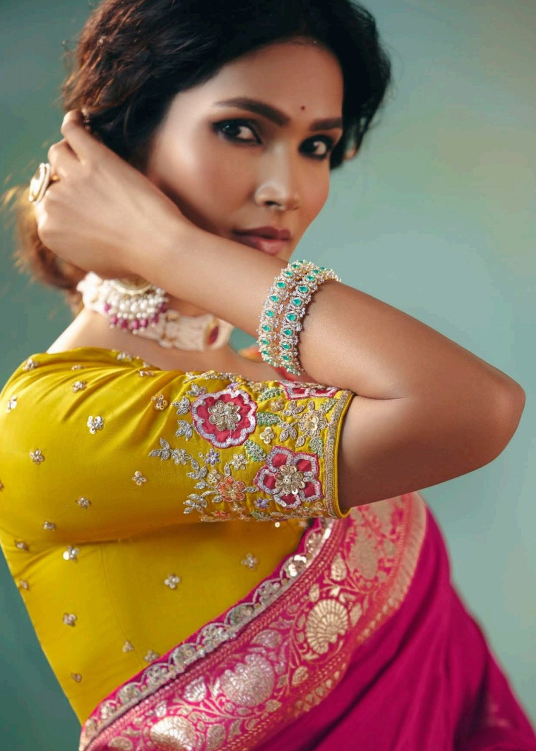 Fuchsia Pink Pure Viscose Dola Silk Saree with Zari Weaving & Embroidered Blouse